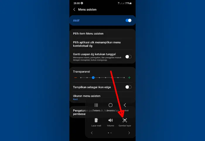 Screenshot Samsung A22 Menu Asisten