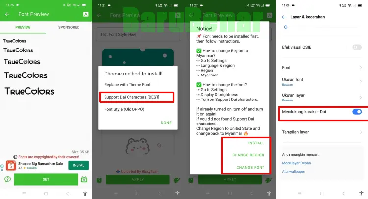 Menambah Font Realme C21 Dengan zfont