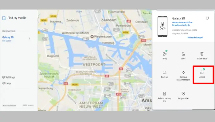 Reset Pola Samsung via Find My Mobile