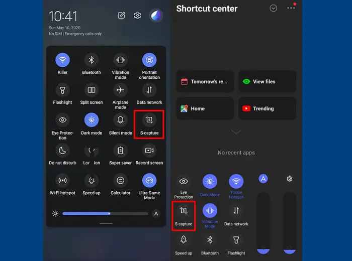 Screenshot Vivo Y20 Lewat Pusat Kontrol