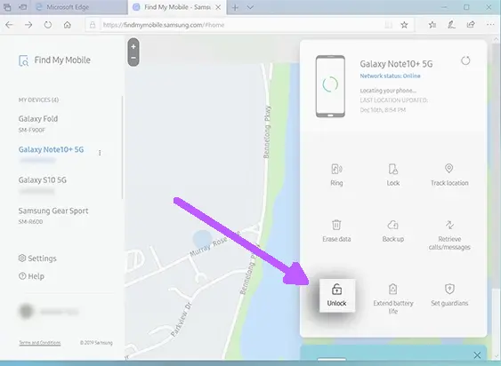 Opsi Unlock Samsung Find My Mobile