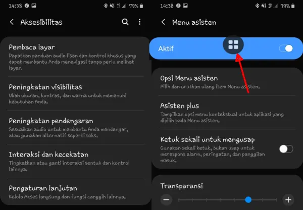 SS Tanpa Tombol Dengan Assistant Menu