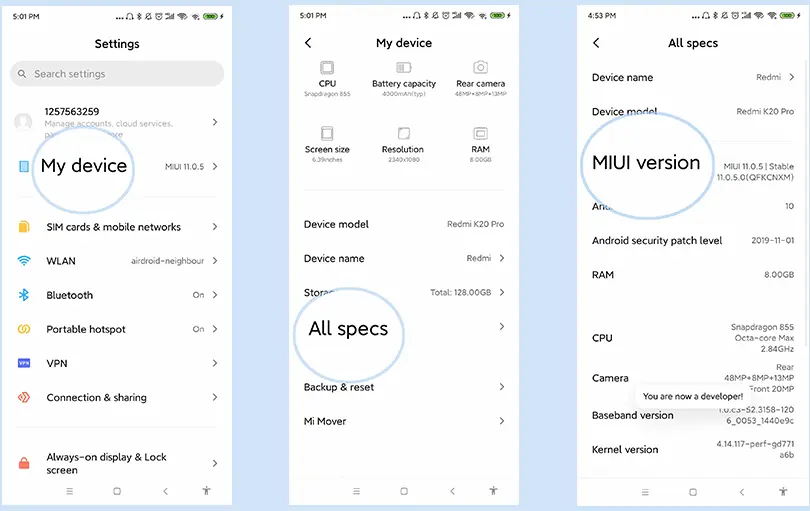 Mengaktifkan Developer Options Xiaomi