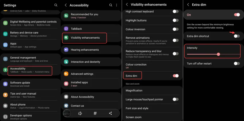 Cara Mengaktifkan Extra DIM Samsung