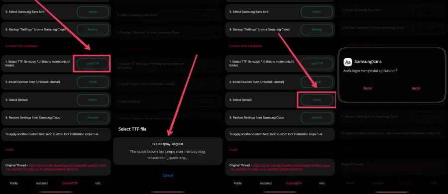 Load dan install font ttf