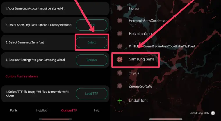 Pilih Samsung Sans Font