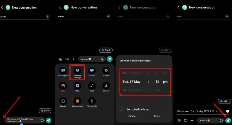 SMS Schedule Melalui Aplikasi Pesan Samsung