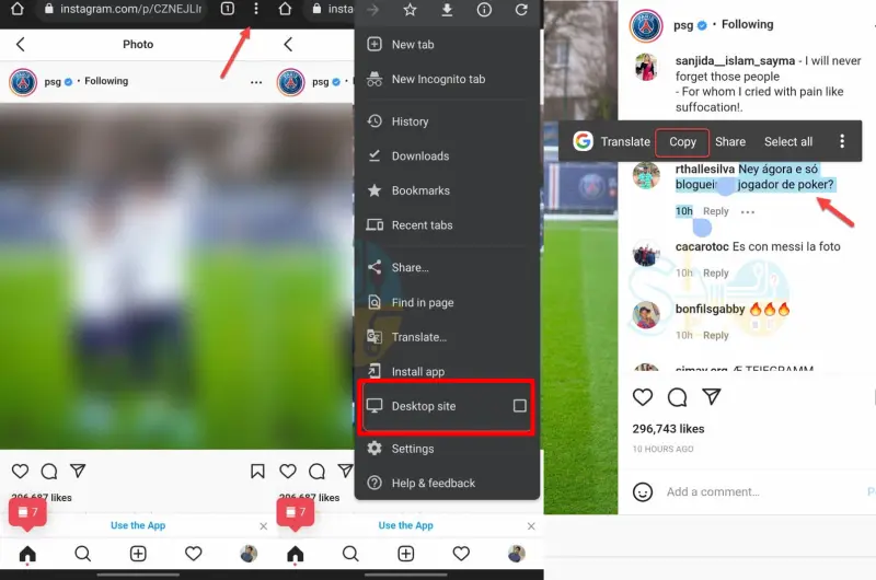 Salin Komentar Instagram
