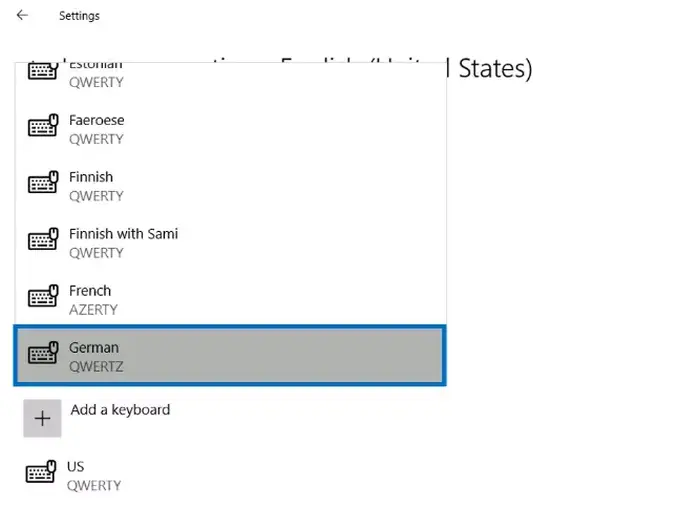 Pilihan bahasa di Windows 10