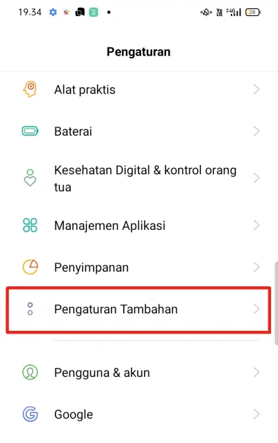 Pengaturan Tambahan Oppo