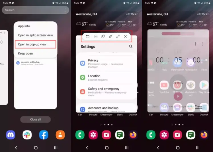 Pop-Up View Samsung
