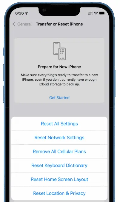 Reset Pengaturan iPhone
