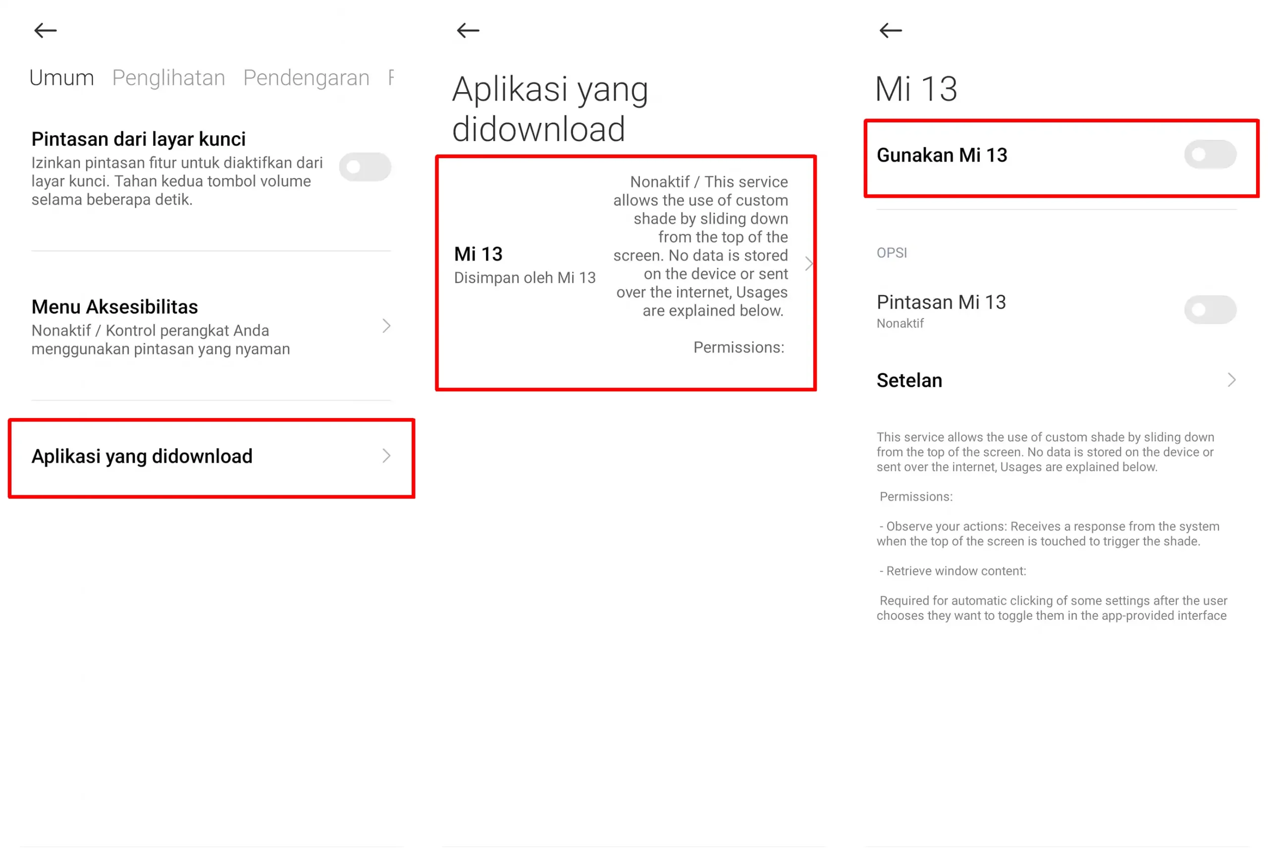Aktifkan Gunakan Mi 13