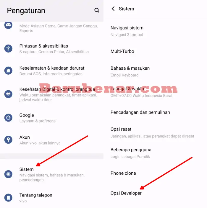 Buka Opsi Pengembang Vivo