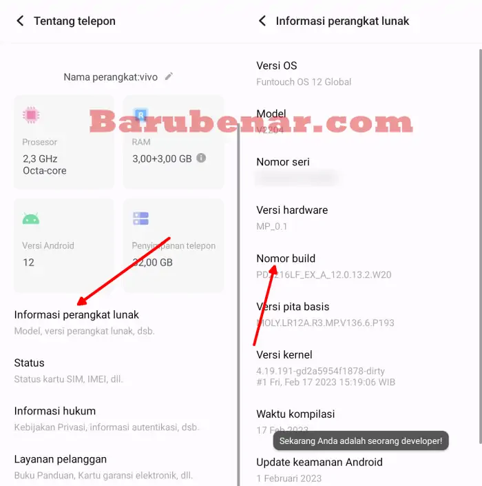 Ketuk 7 kali Nomor Build Vivo