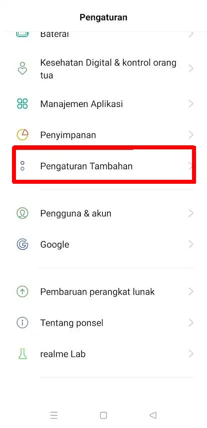 Pengaturan Tambahan Oppo