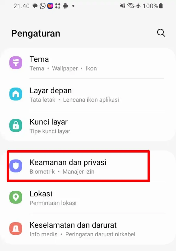 Pengaturan Keamanan dan Privasi Samsung