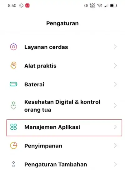 Buka Pengaturan Manajemen Aplikasi Oppo