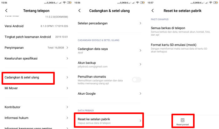 Cara Reset Redmi 9A Melalui Setelan