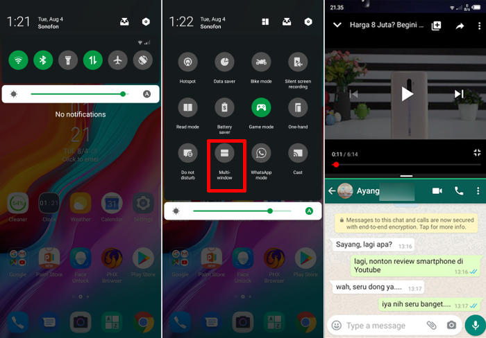Multi Window Infinix via Quick Settings