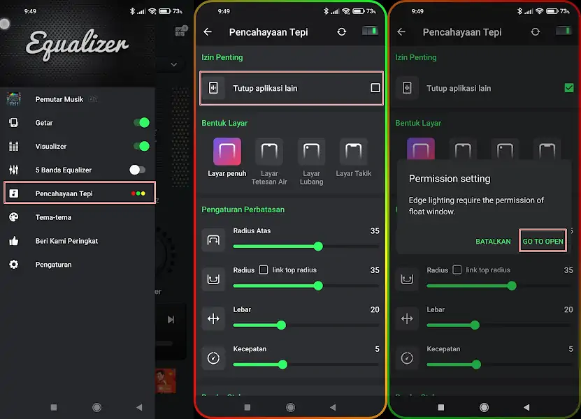 Cara Aktifkan Cahaya Tepi Saat Mendengar Musik dan Bermain Game