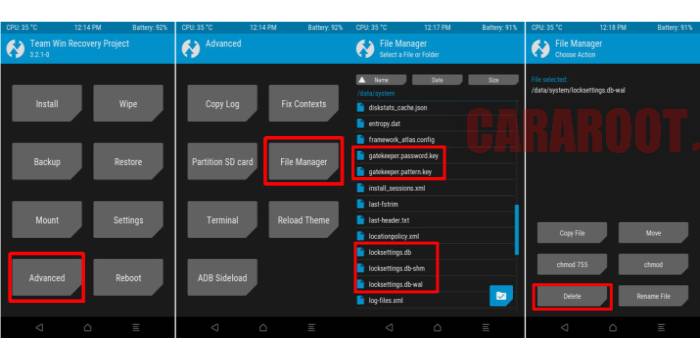 Cara Membuka Kunci Pola Samsung via TWRP