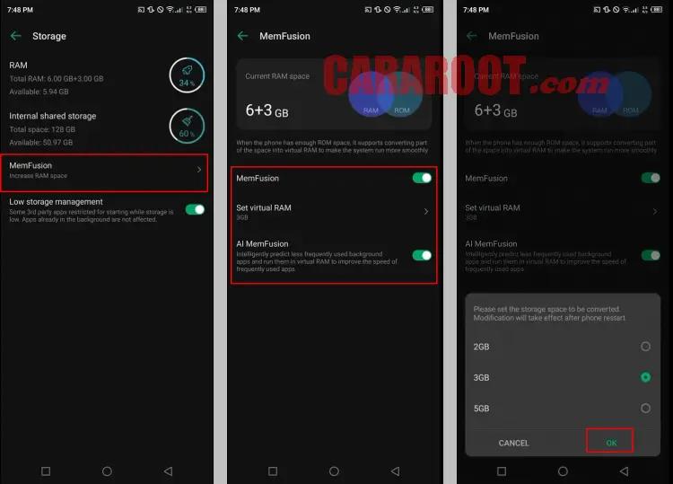 Cara Mengaktifkan Fitur MemFusion Infinix