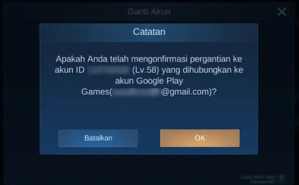 Mengatasi Gagal Ganti Akun ML Dengan Google Play