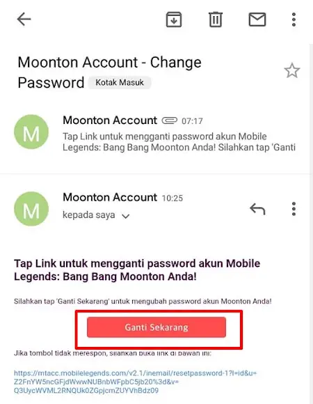 Mengubah Password Akun Moonton Mobile Legends