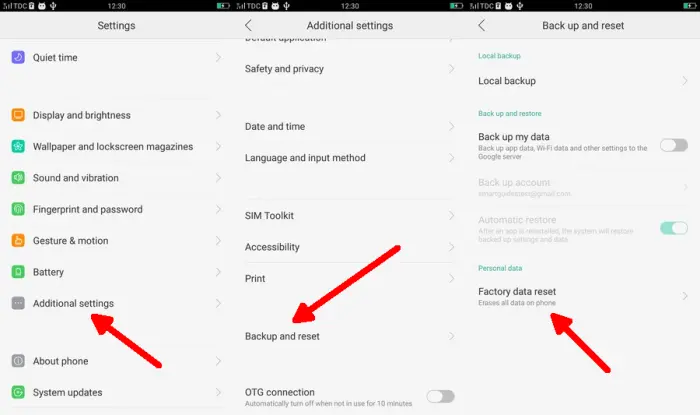 Cara Factory Reset Oppo F1s via Pengaturan