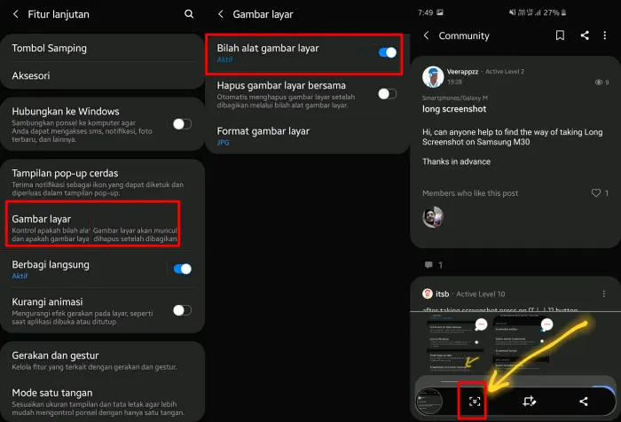 Screenshot Panjang Samsung A10